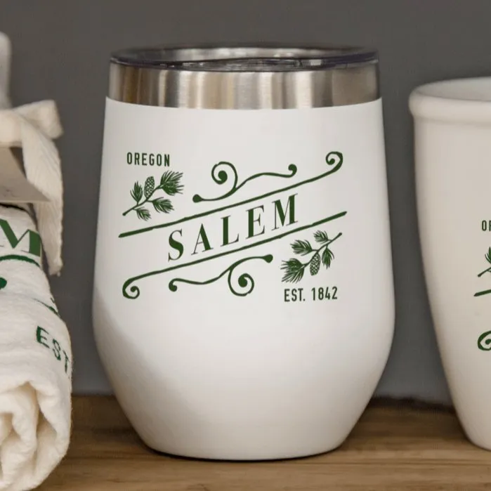 12 Oz. Stainless Insulated Stemless Wine Cups Printed with a Customizable WINTER & FALL SLANT COLLECTION Design