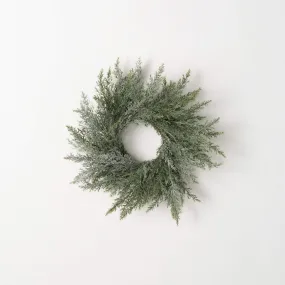 14"H Sullivans Frosted Blue Cedar Mini Wreath, Green Winter Wreaths For Front Door