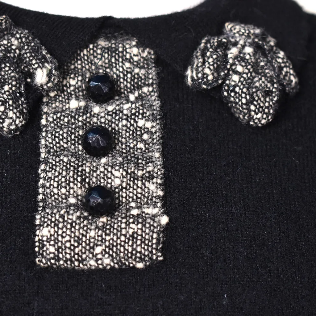 1950s Black Bee Collar Sweater