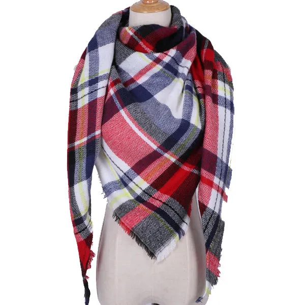 2018 Winter Triangle Scarf For Women Brand Designer Shawl Cashmere Plaid Scarves Blanket Wholesale Dropshipping OL082