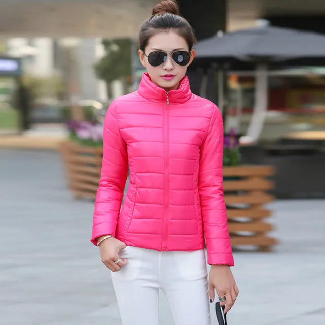 2018 women winter jacket ultra light candy color spring coat female short parka cotton outerwear jaqueta feminina