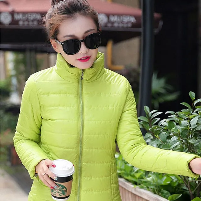 2018 women winter jacket ultra light candy color spring coat female short parka cotton outerwear jaqueta feminina