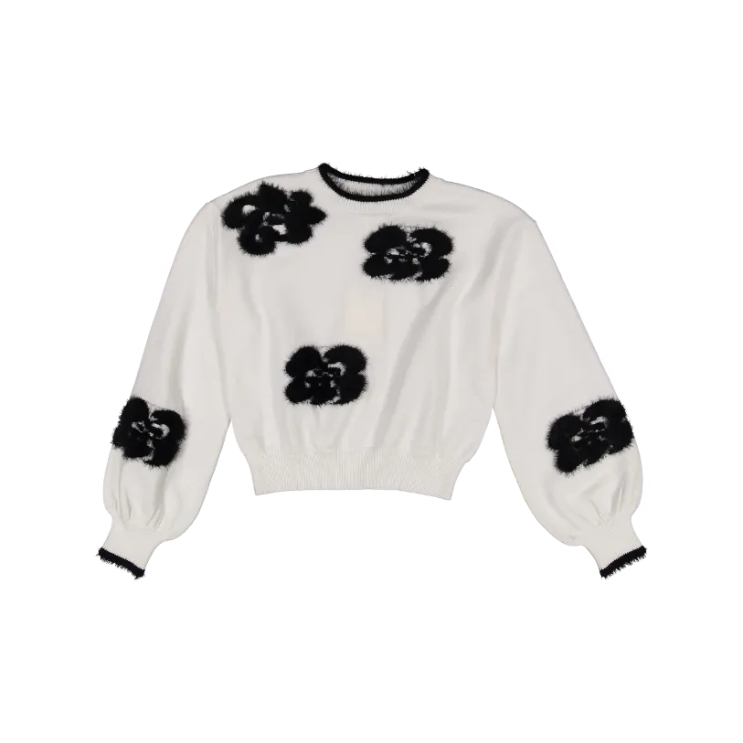 242GJ3070-SWEATER-White/Black