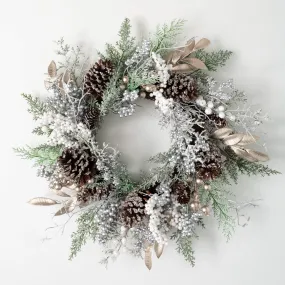 25"H Sullivans Frosted Berry Wreath, Multicolored Winter Wreaths For Front Door