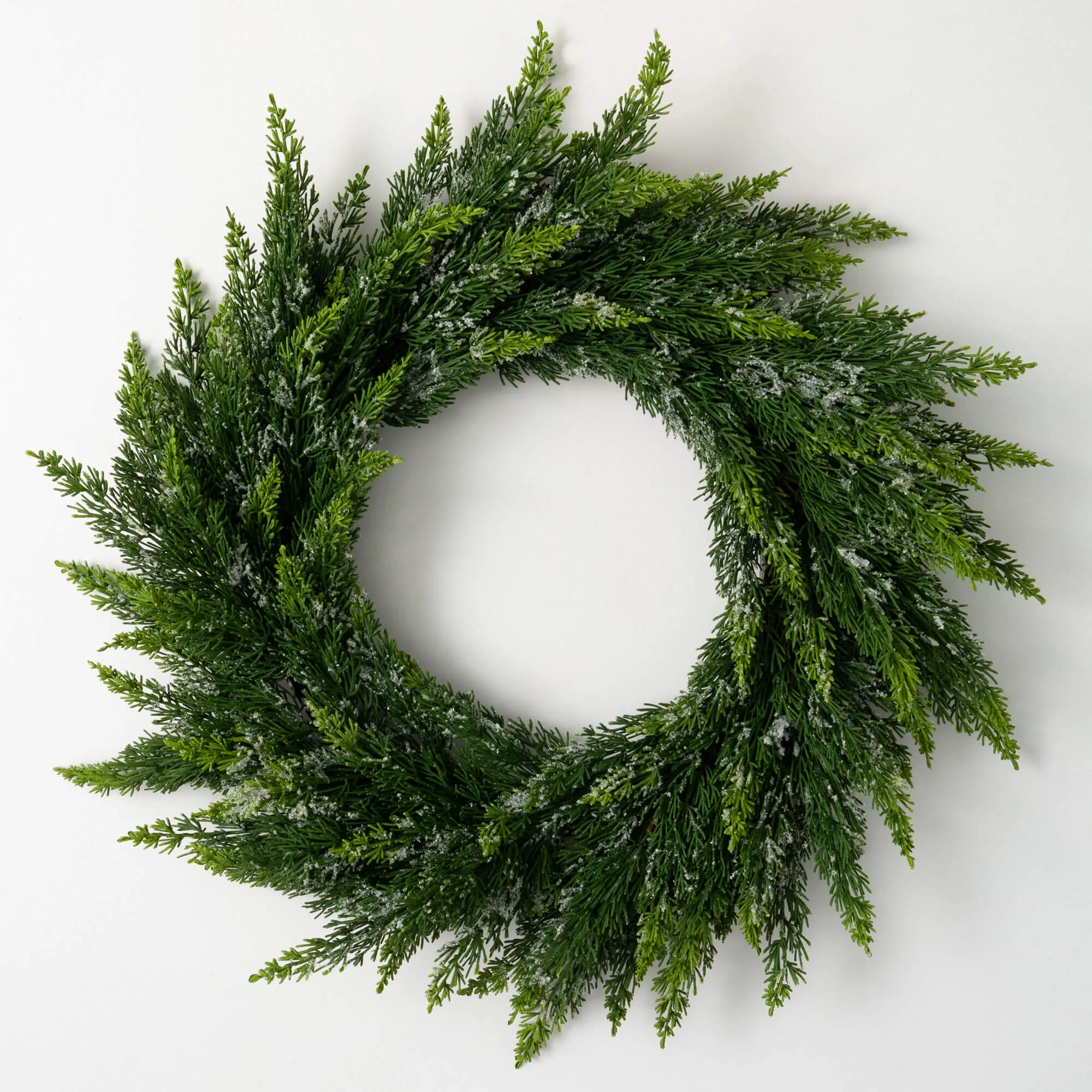 28"H Sullivans Frosted Green Cedar Wreath, Green Winter Wreaths For Front Door