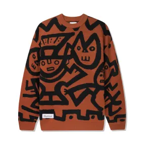 Afro Cuban Knitted Sweater, Rust