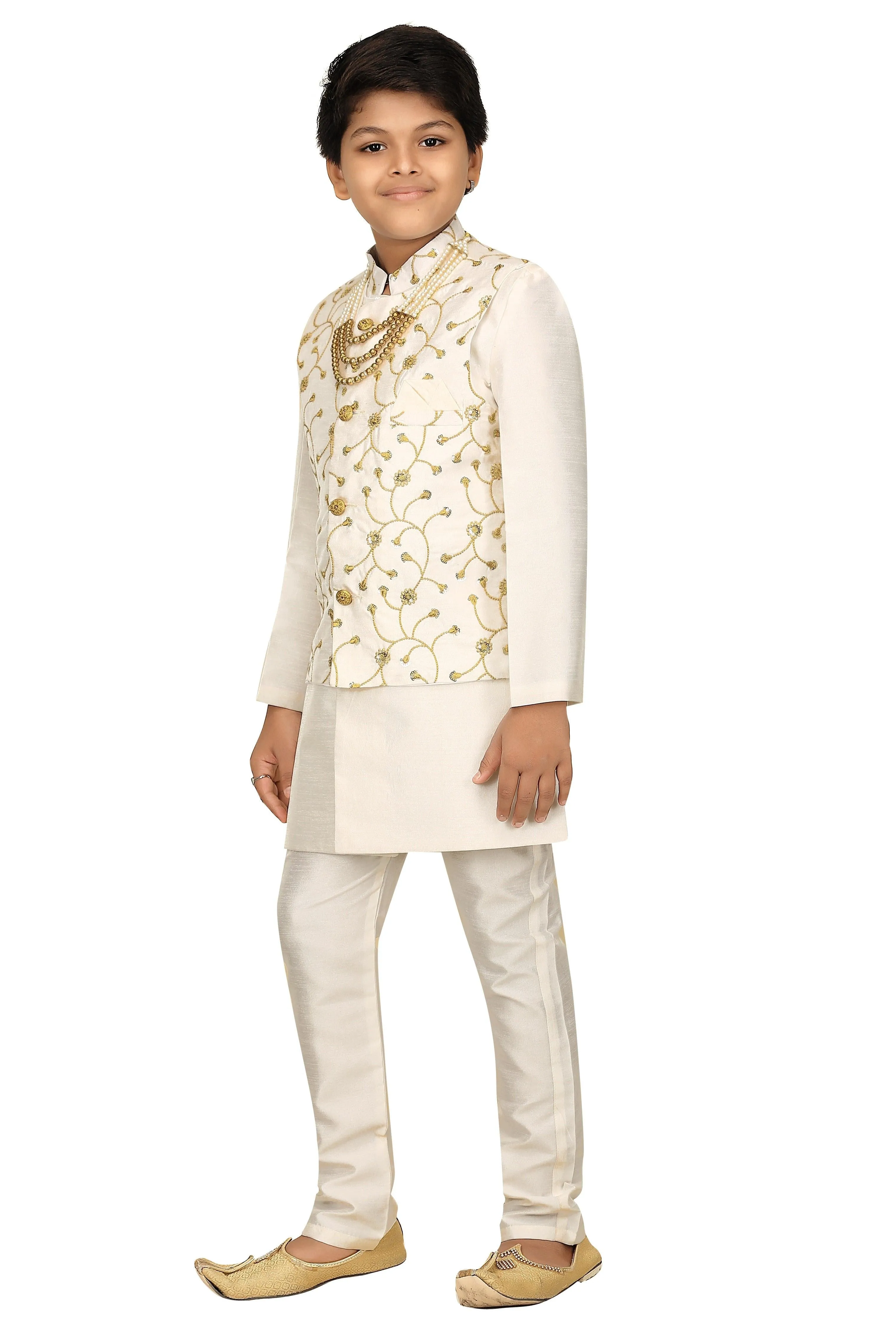 Ahhaaaa Boys' Banarasi Silk Clothing Set (Sherwani)