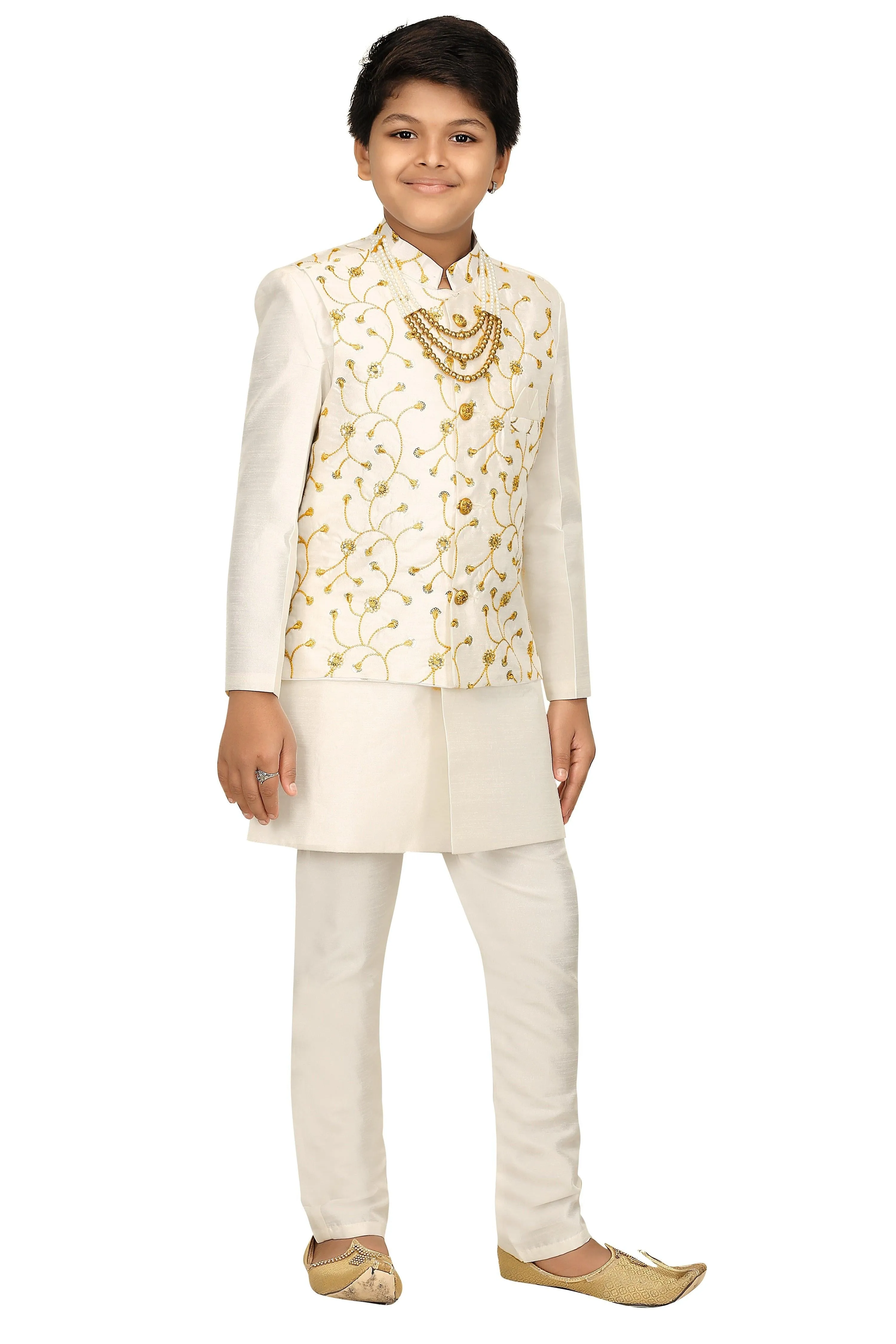 Ahhaaaa Boys' Banarasi Silk Clothing Set (Sherwani)