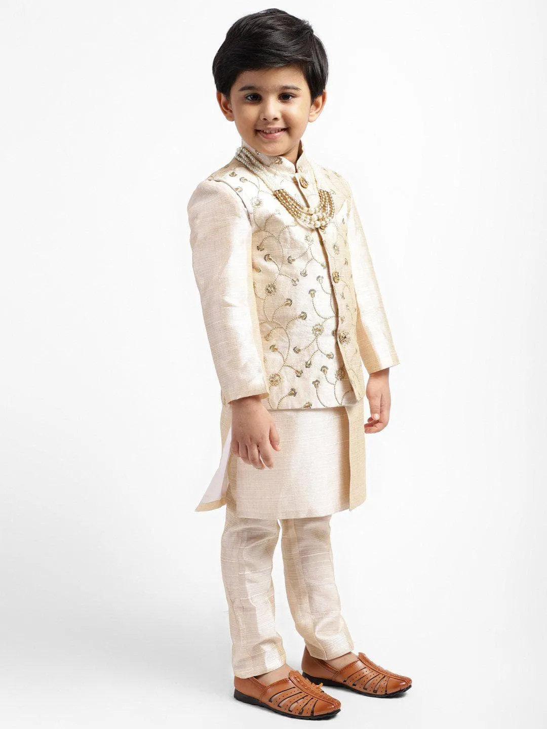 Ahhaaaa Boys' Banarasi Silk Clothing Set (Sherwani)