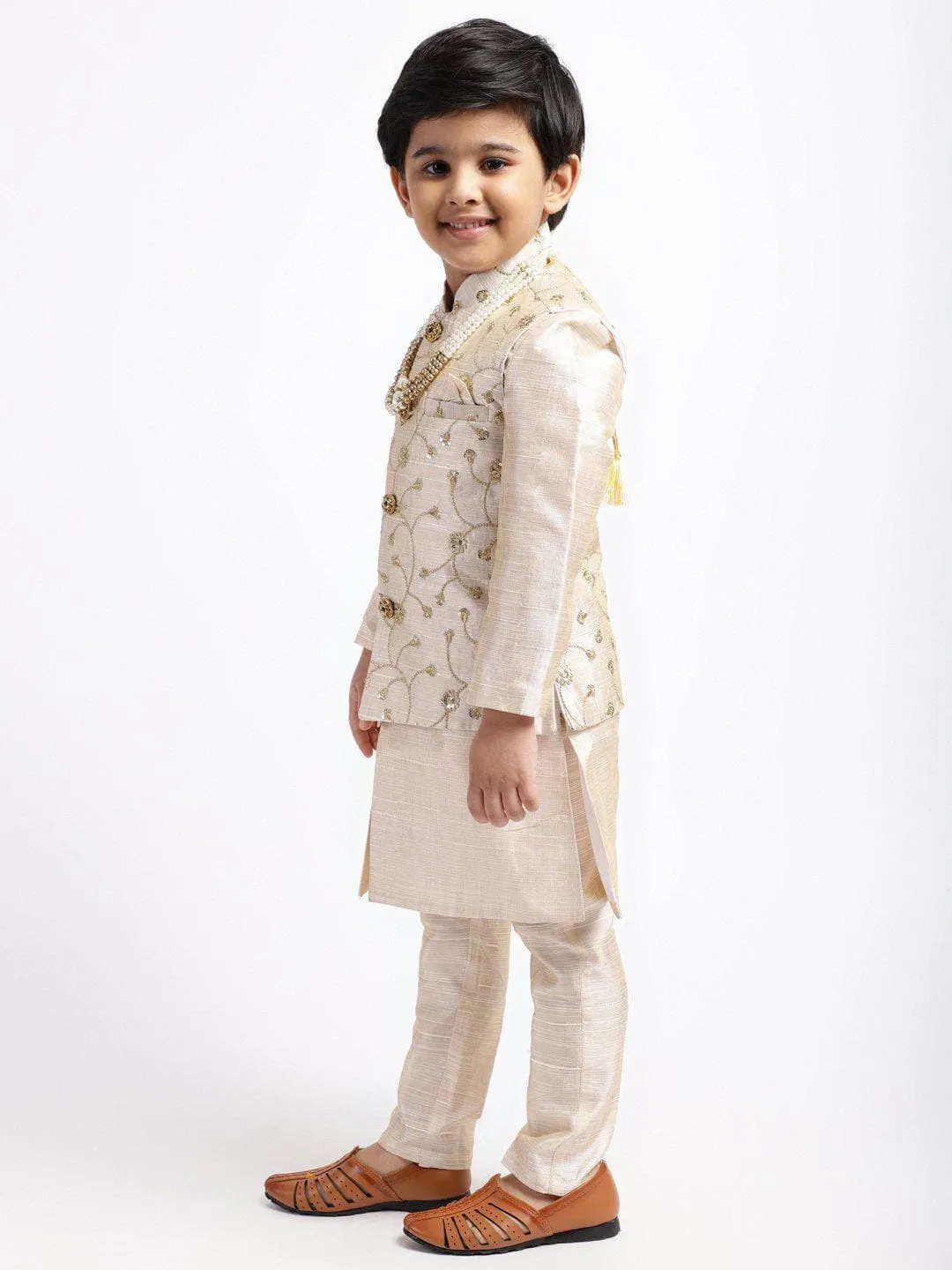 Ahhaaaa Boys' Banarasi Silk Clothing Set (Sherwani)