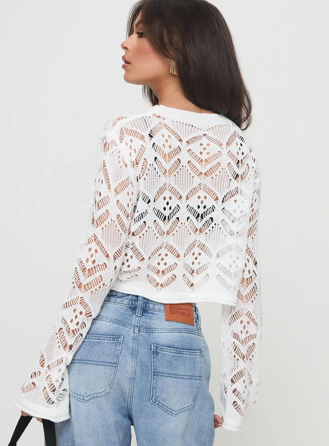 Aileen Crochet Sweater White