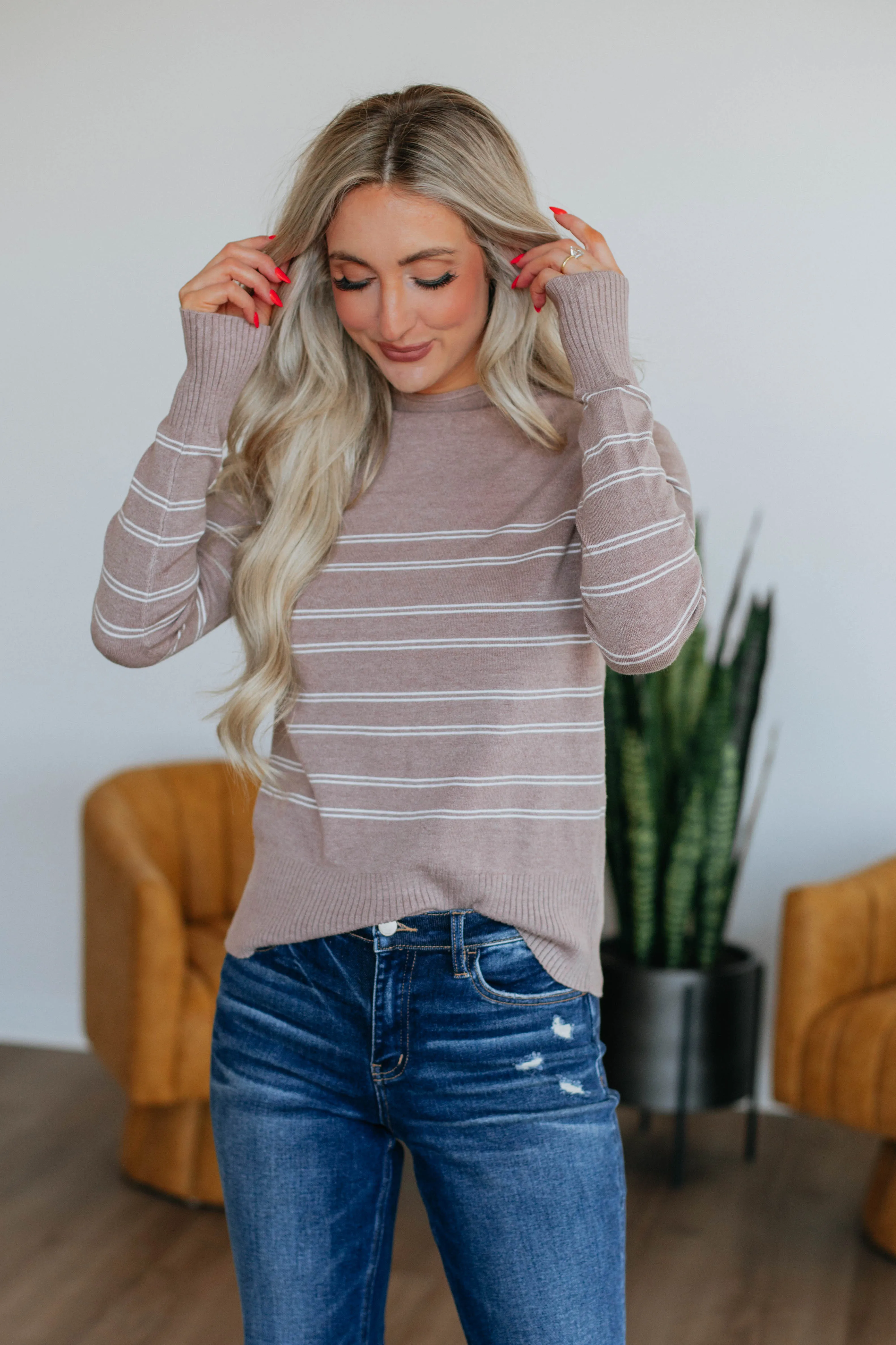 Alix Striped Sweater - Mocha