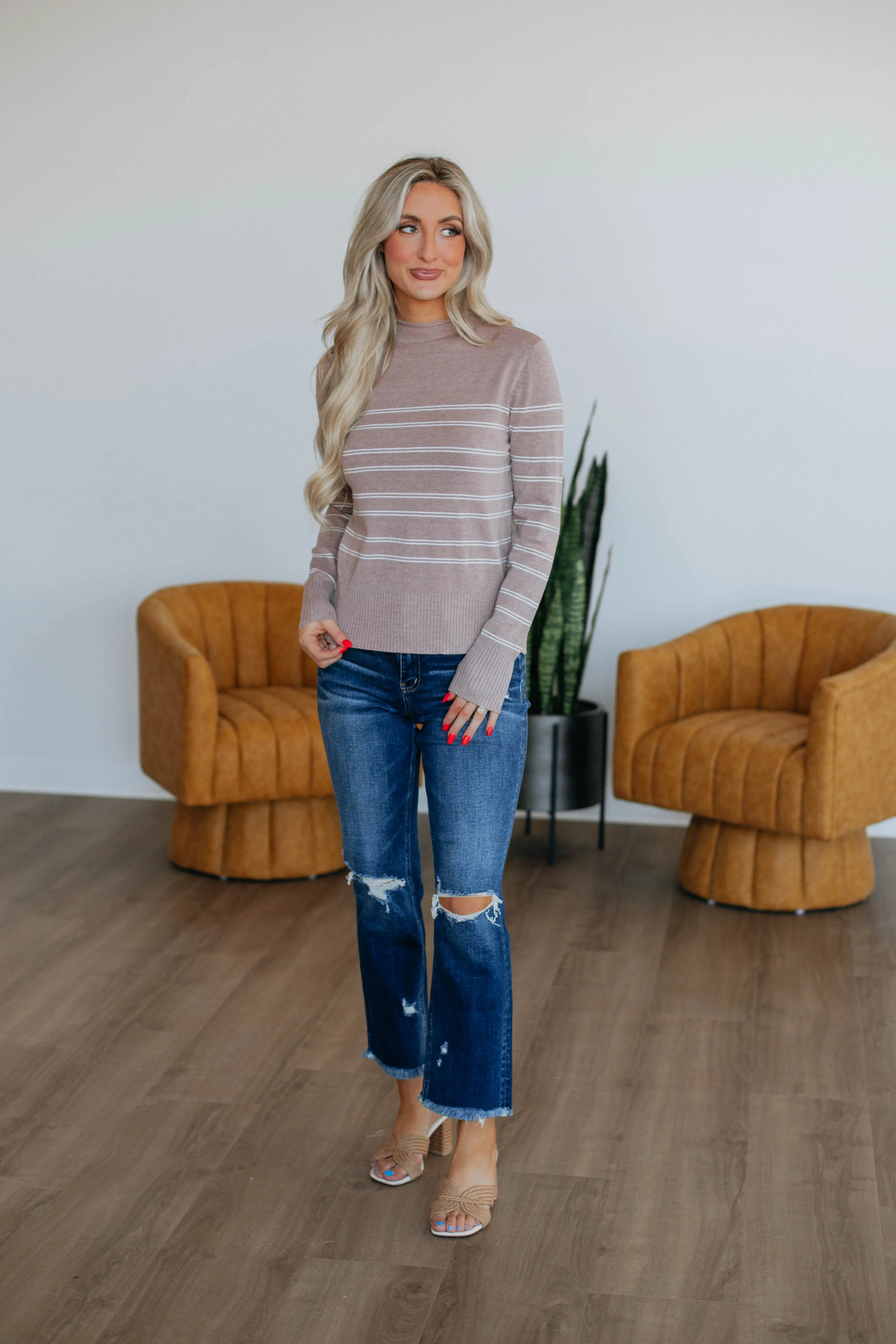 Alix Striped Sweater - Mocha