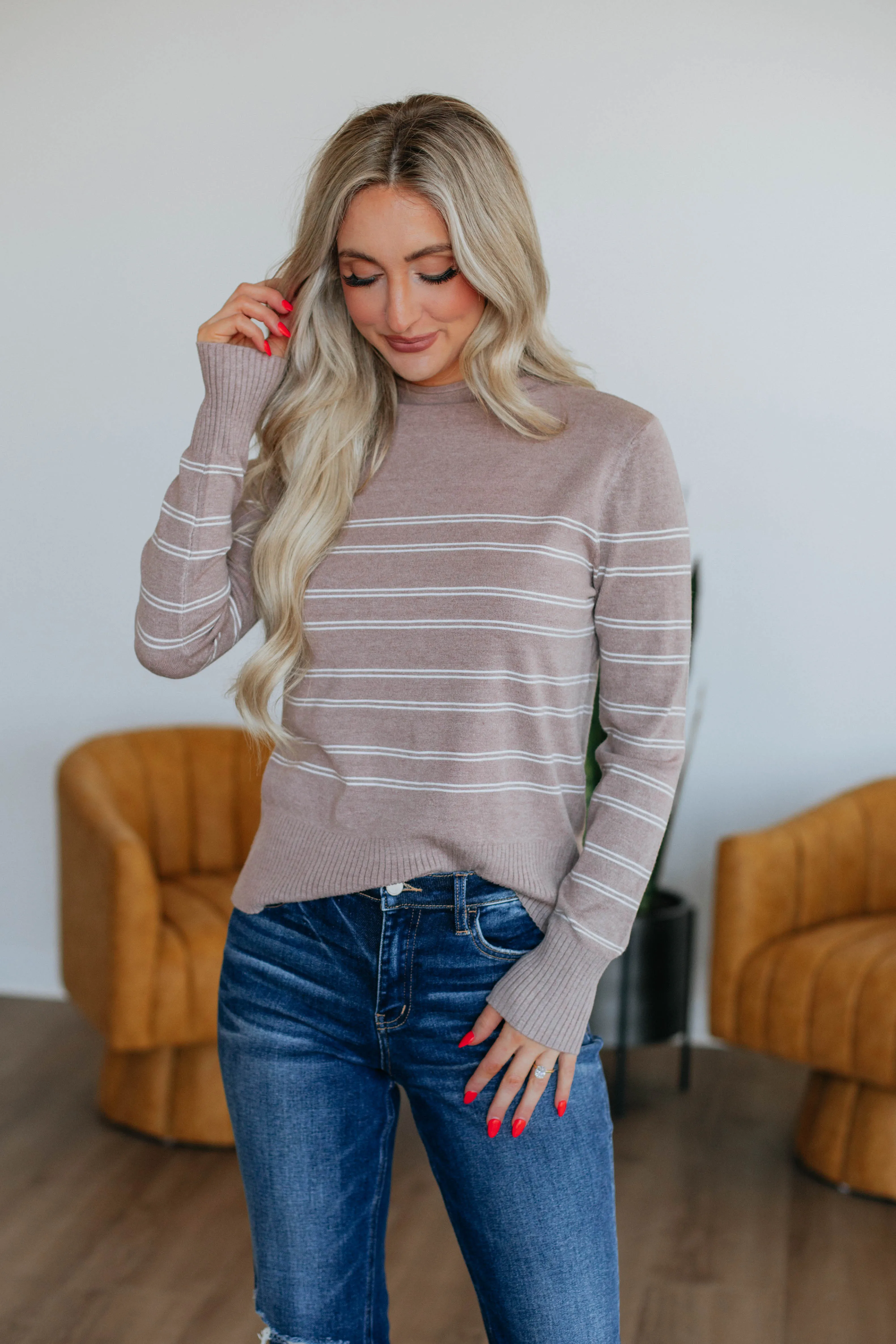 Alix Striped Sweater - Mocha