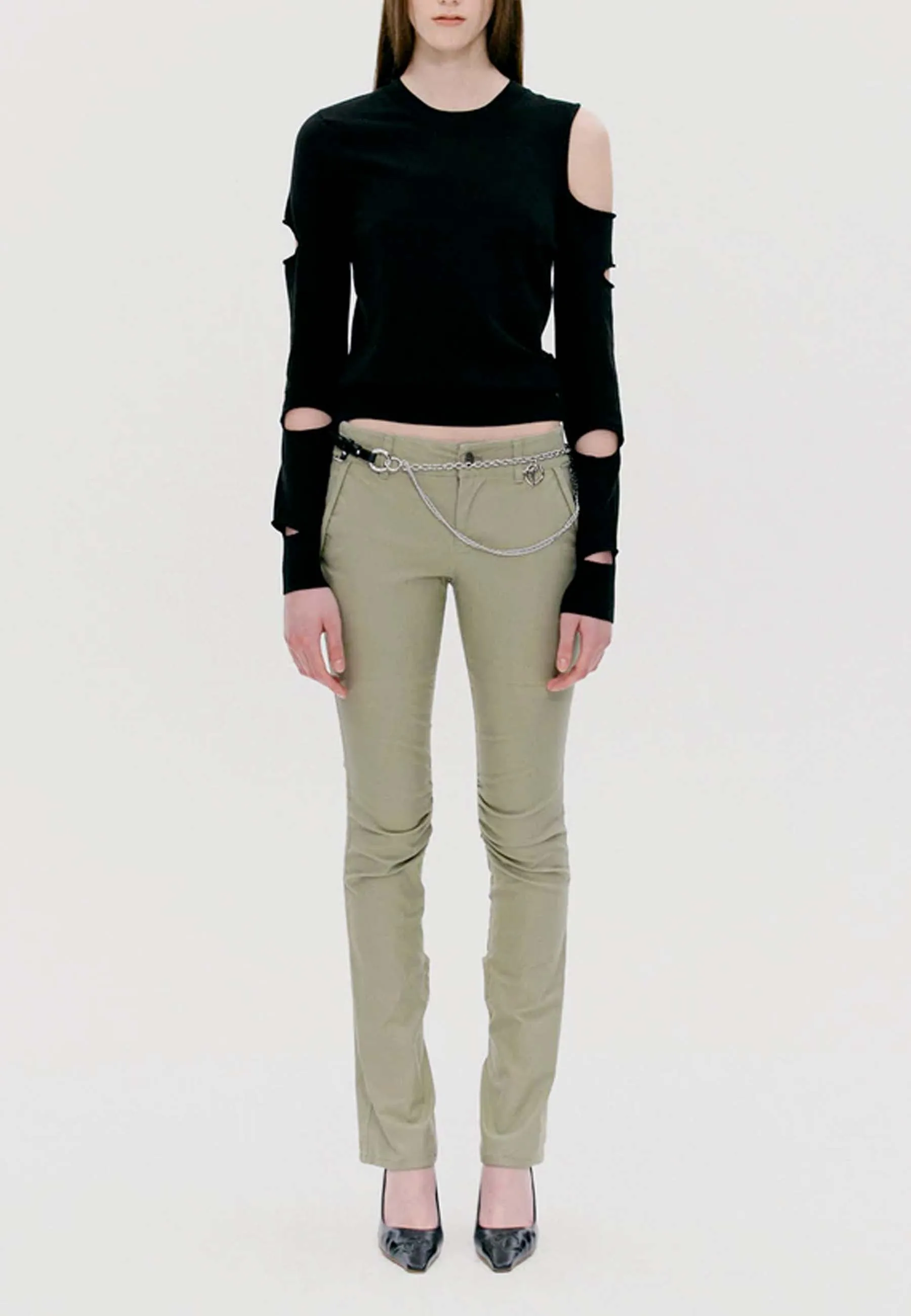 Asymmetric Cut-Out Sweater - black