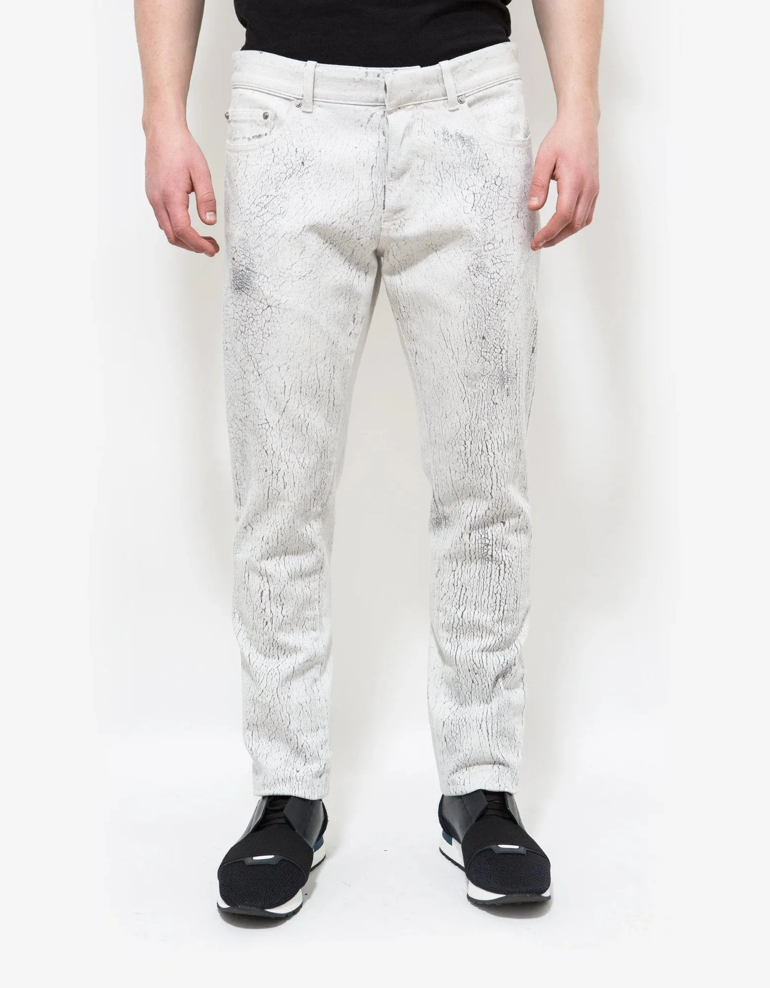 Balenciaga White Distressed Print Jeans