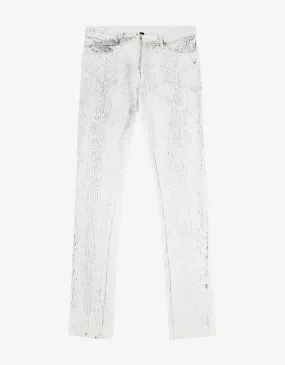 Balenciaga White Distressed Print Jeans