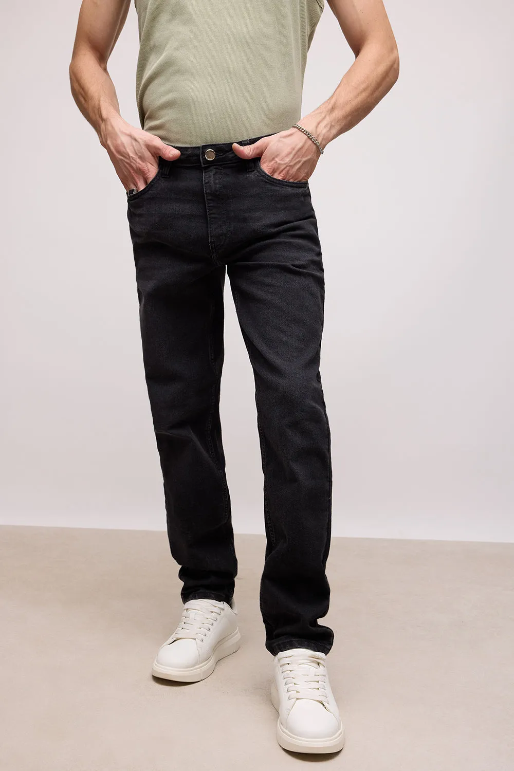 Black Charcoal Men's Slim Jeans