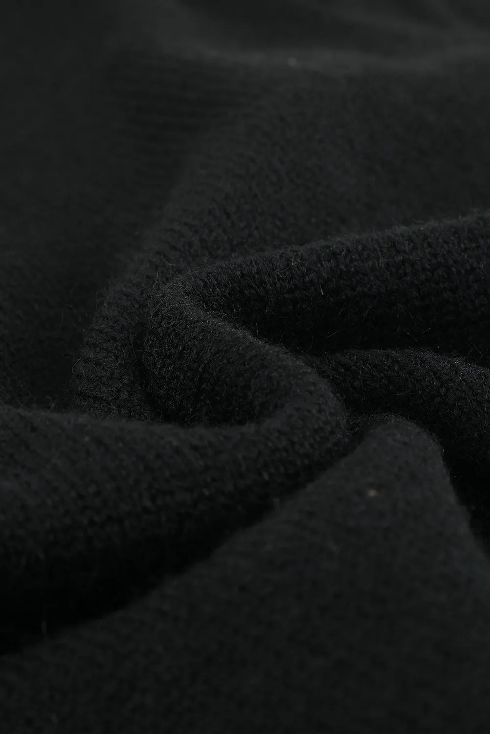 Black Eyelash V Neck Knitted Sweater