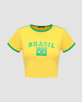 Brasil Cropped Raglan Sports Top