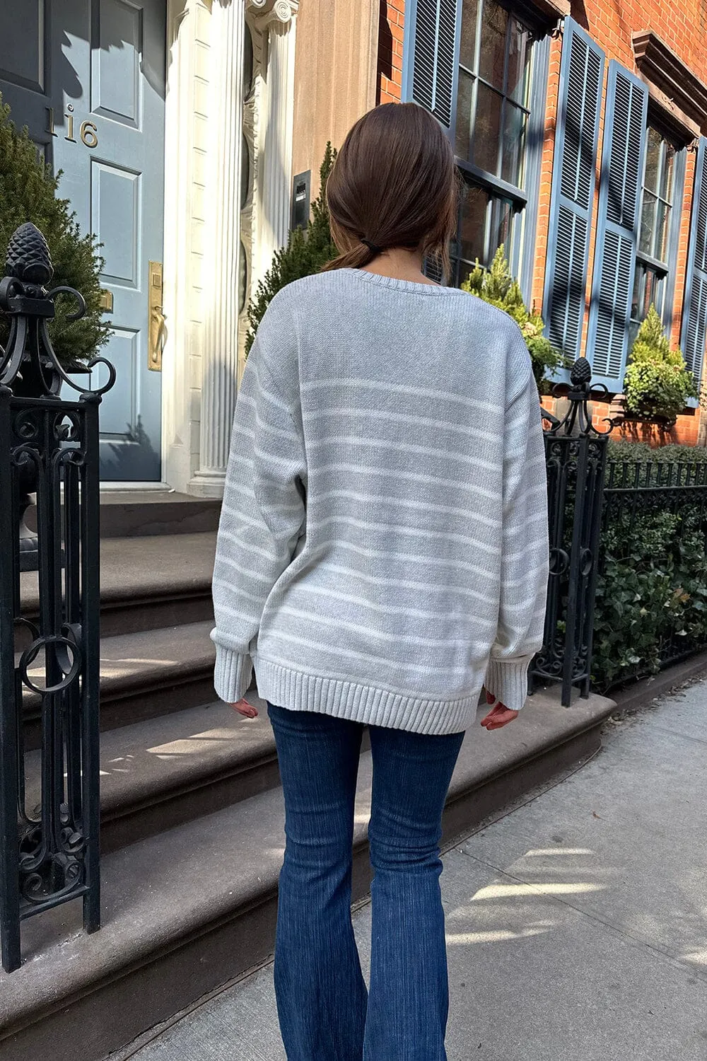 Brianna Thin Stripe Cotton Sweater