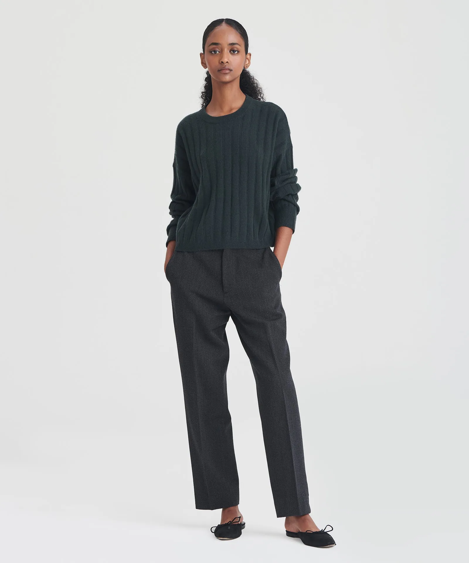 Cashmere Ribbed Cropped Sweater