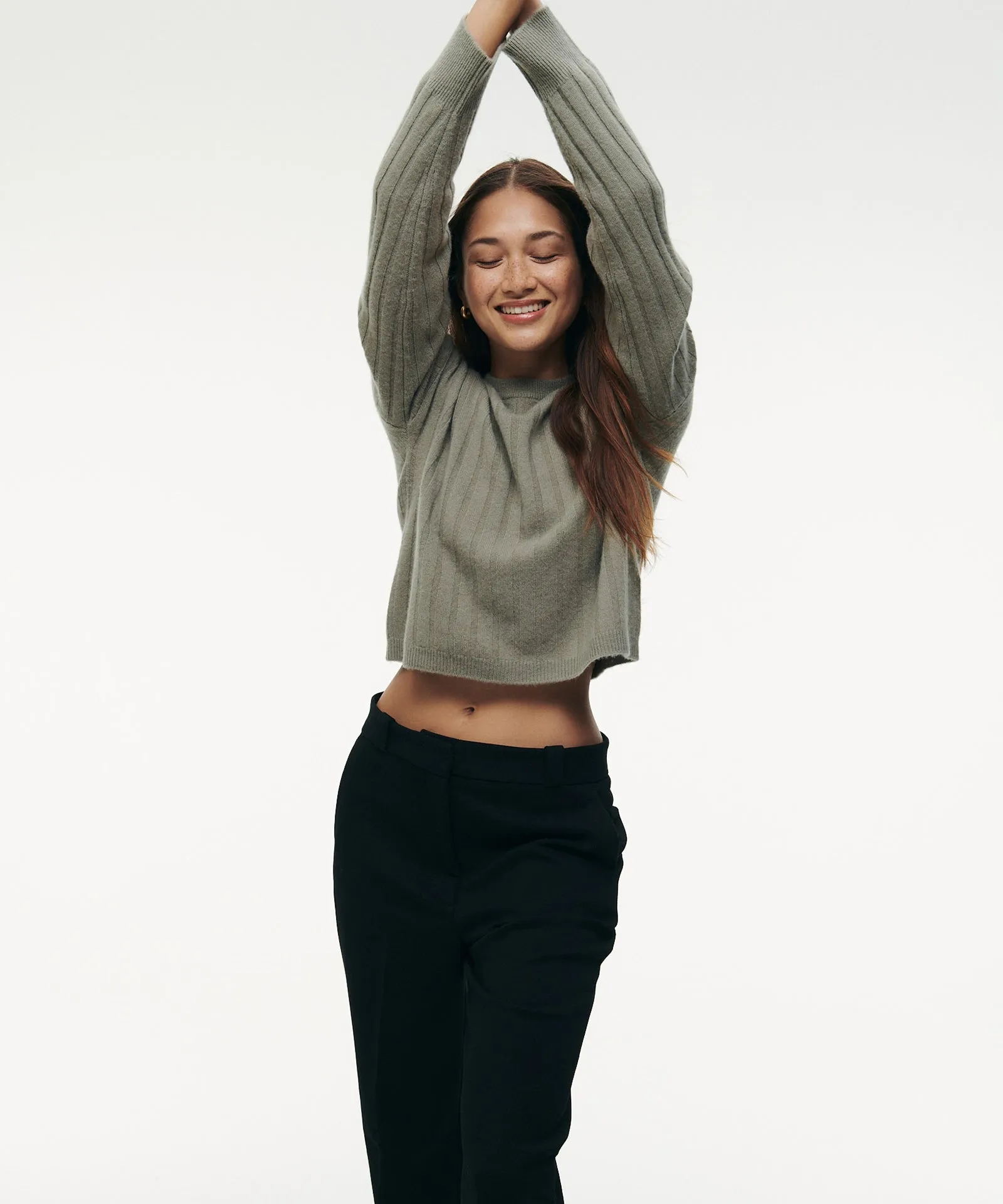 Cashmere Ribbed Cropped Sweater