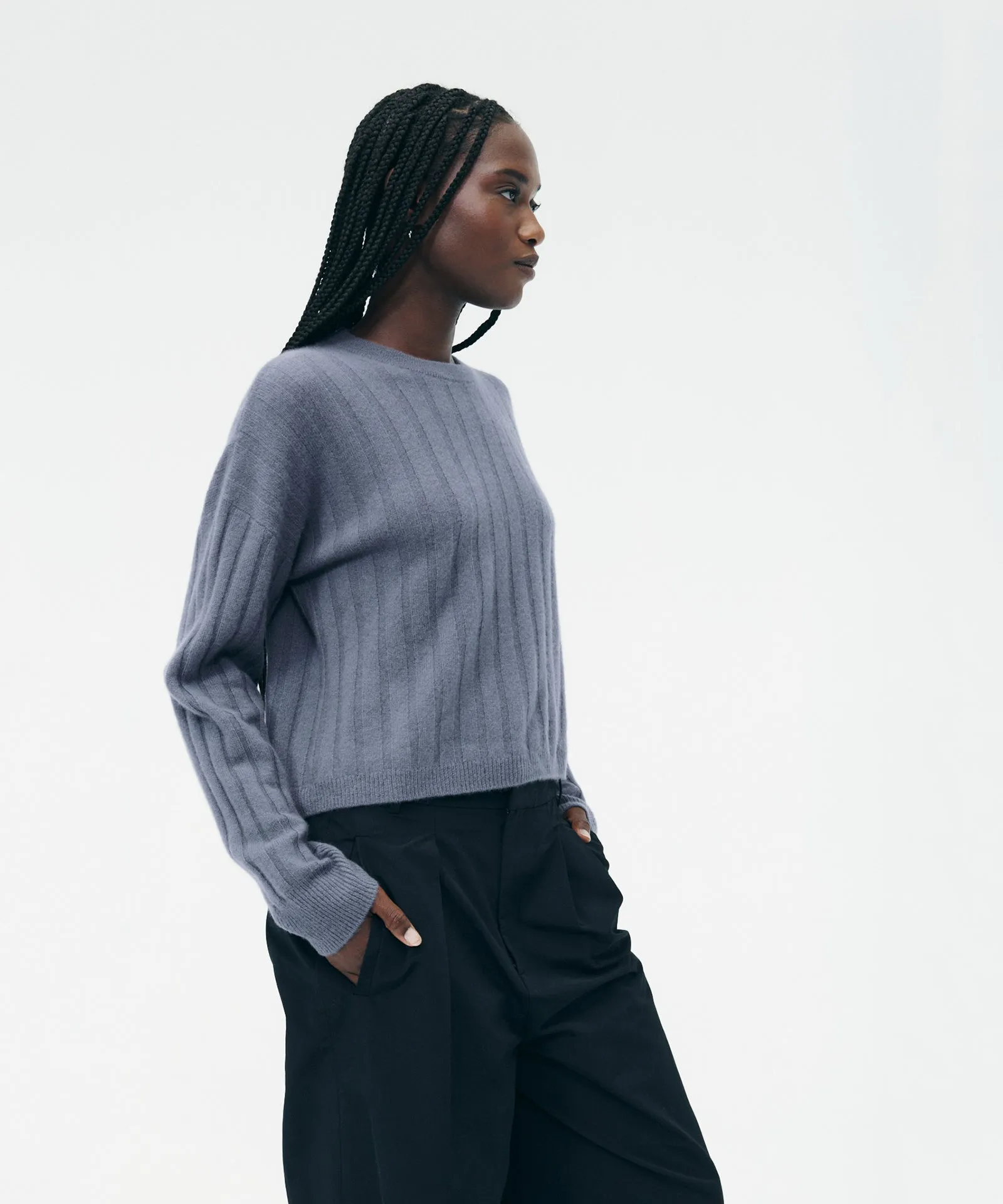 Cashmere Ribbed Cropped Sweater