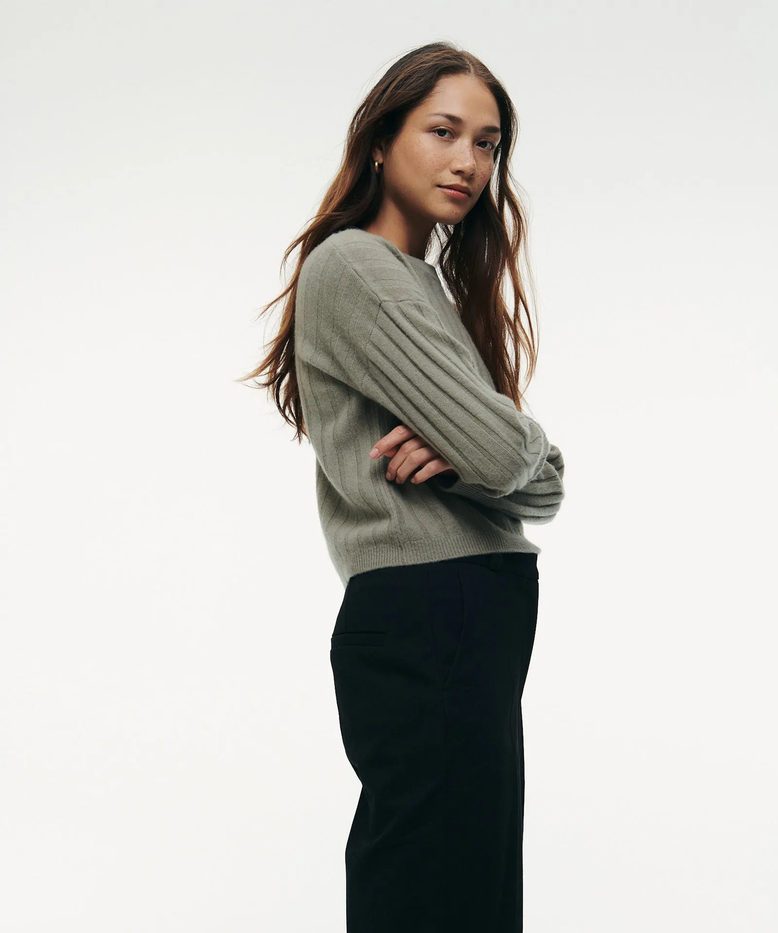 Cashmere Ribbed Cropped Sweater