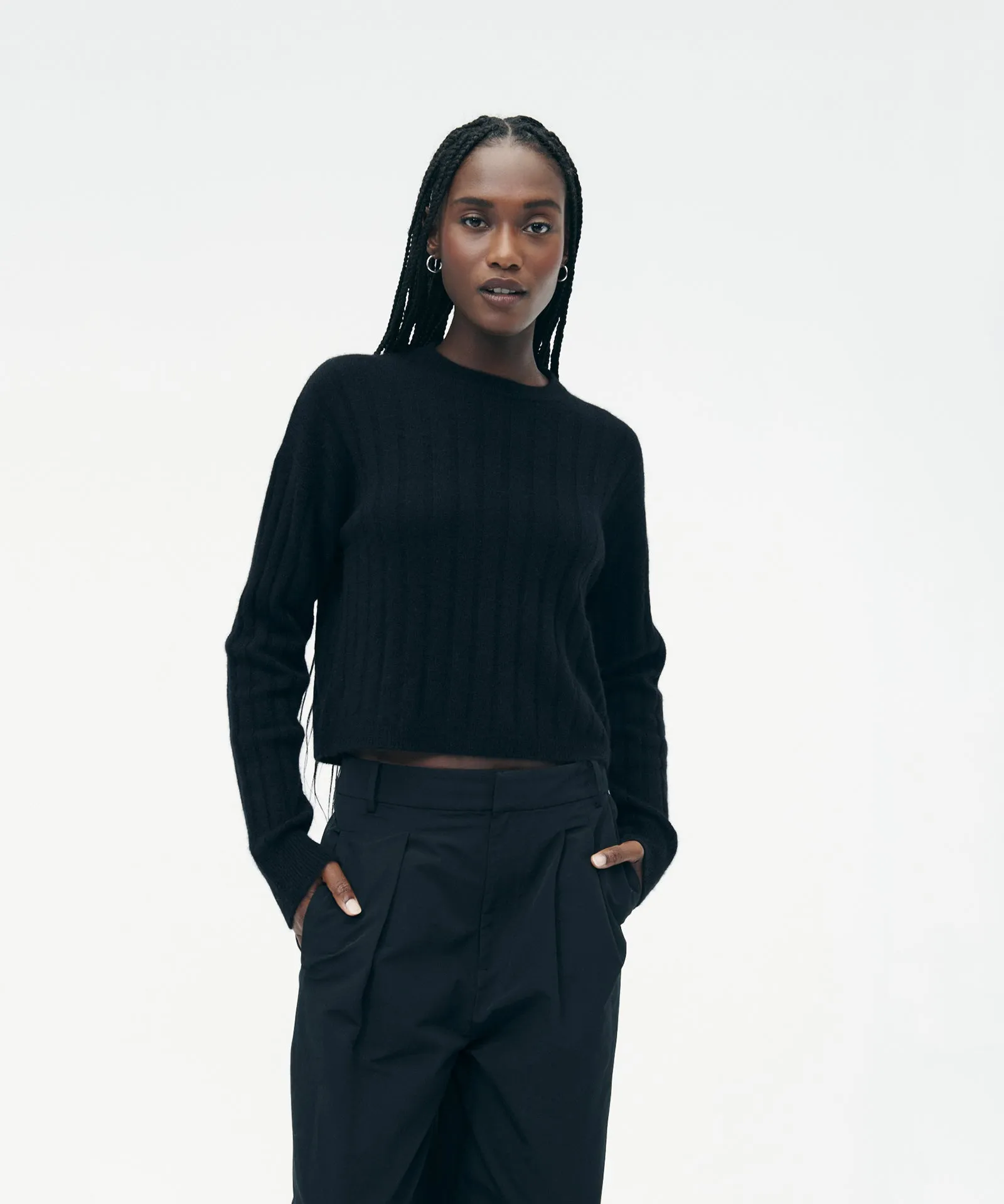 Cashmere Ribbed Cropped Sweater