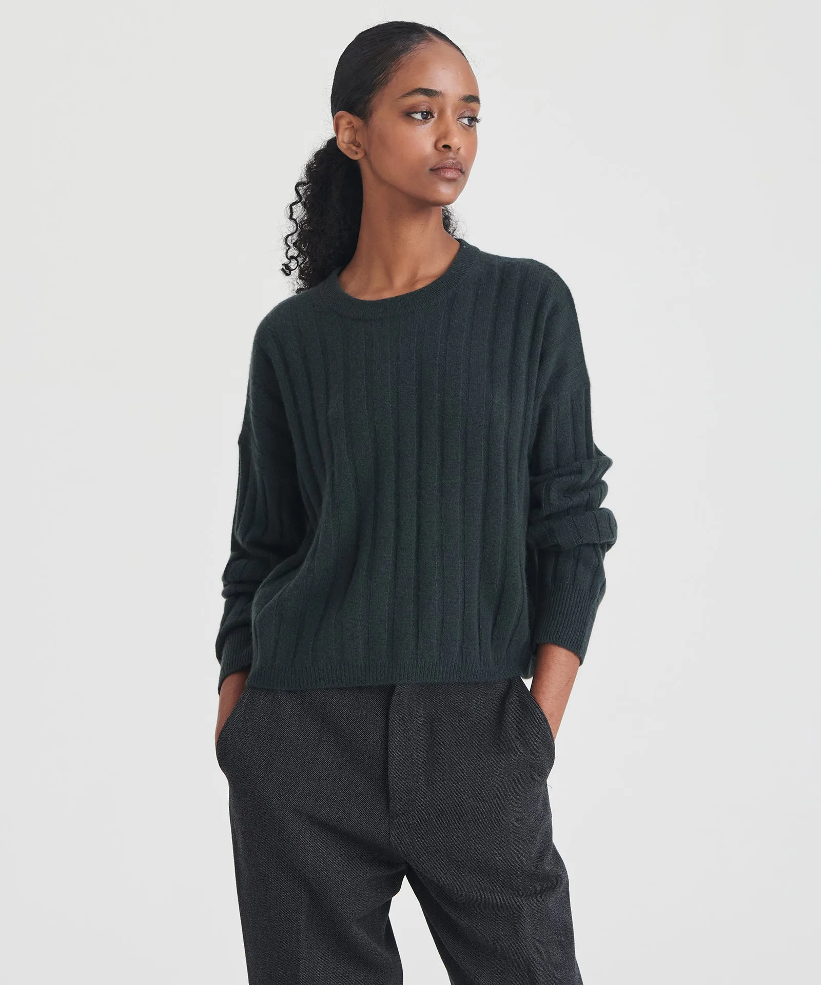 Cashmere Ribbed Cropped Sweater