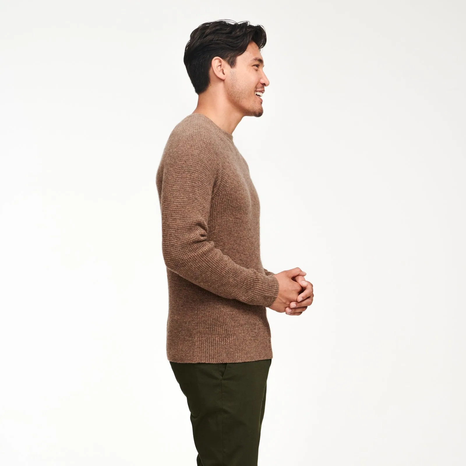 Cashmere Waffle Crewneck Sweater