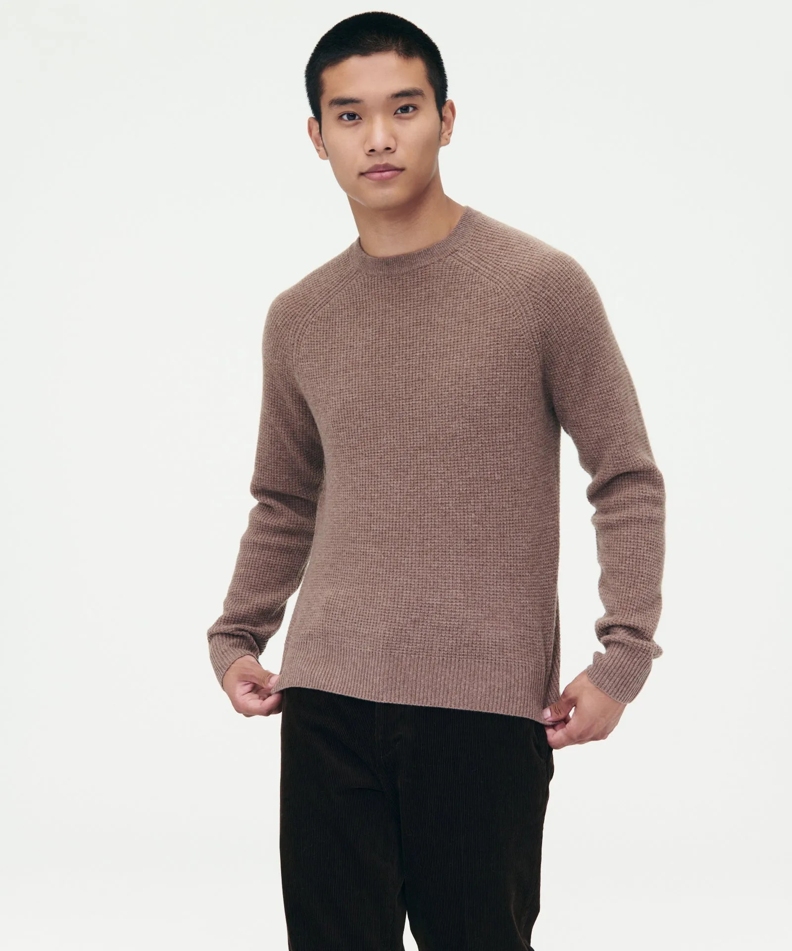 Cashmere Waffle Crewneck Sweater