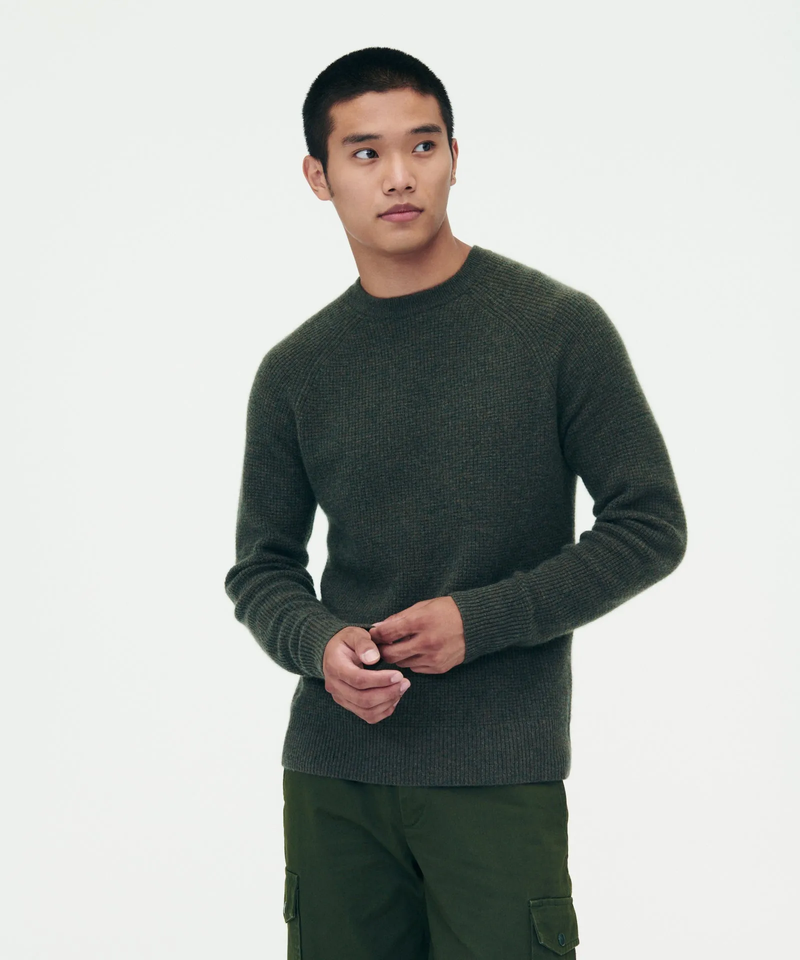 Cashmere Waffle Crewneck Sweater