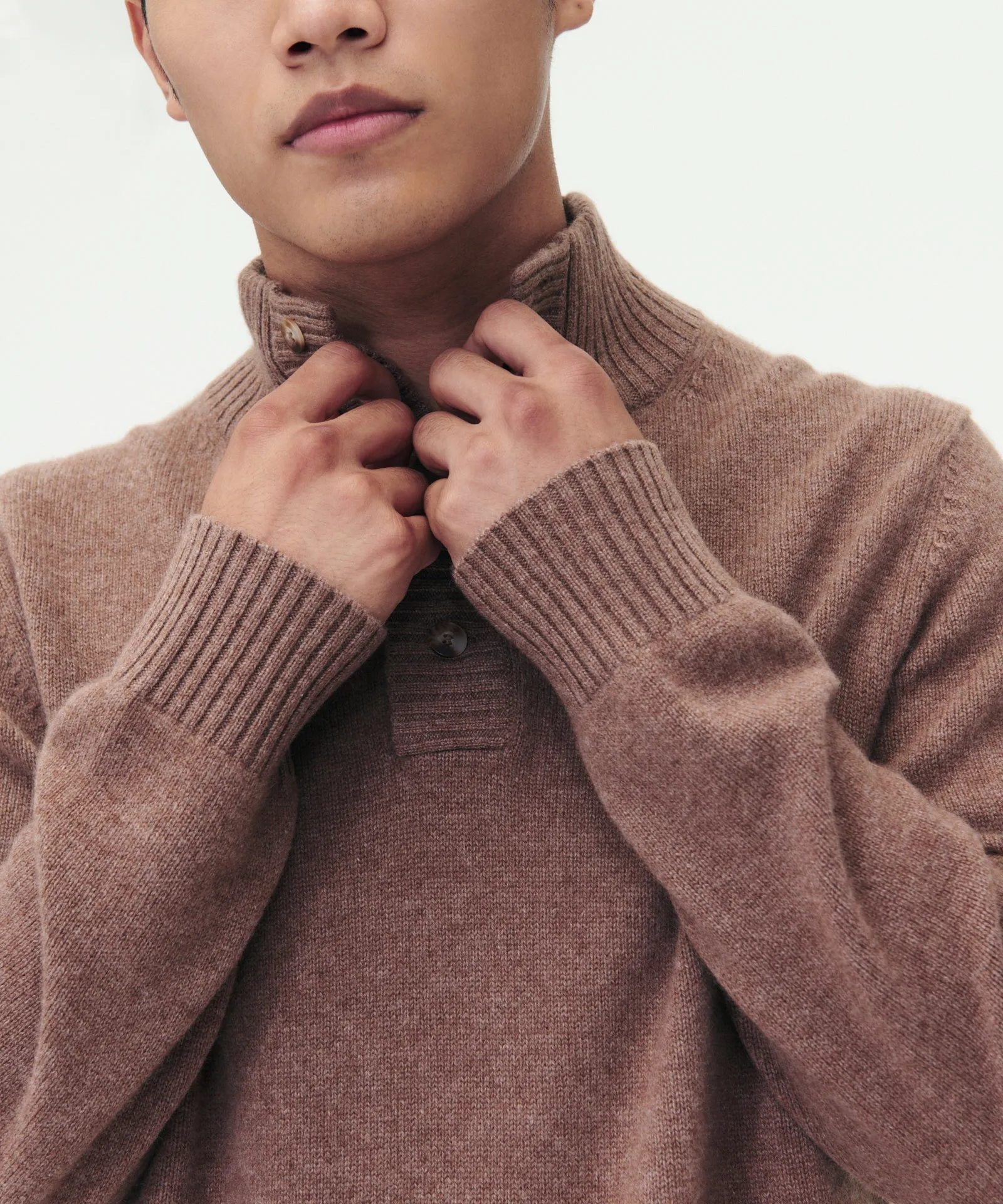 Cashmino Quarter Button Sweater