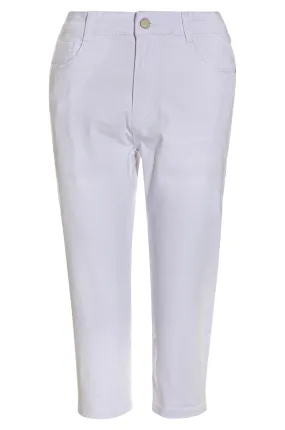 Coloured Cotton Below Knee Jeans | WHITE | 6924AR