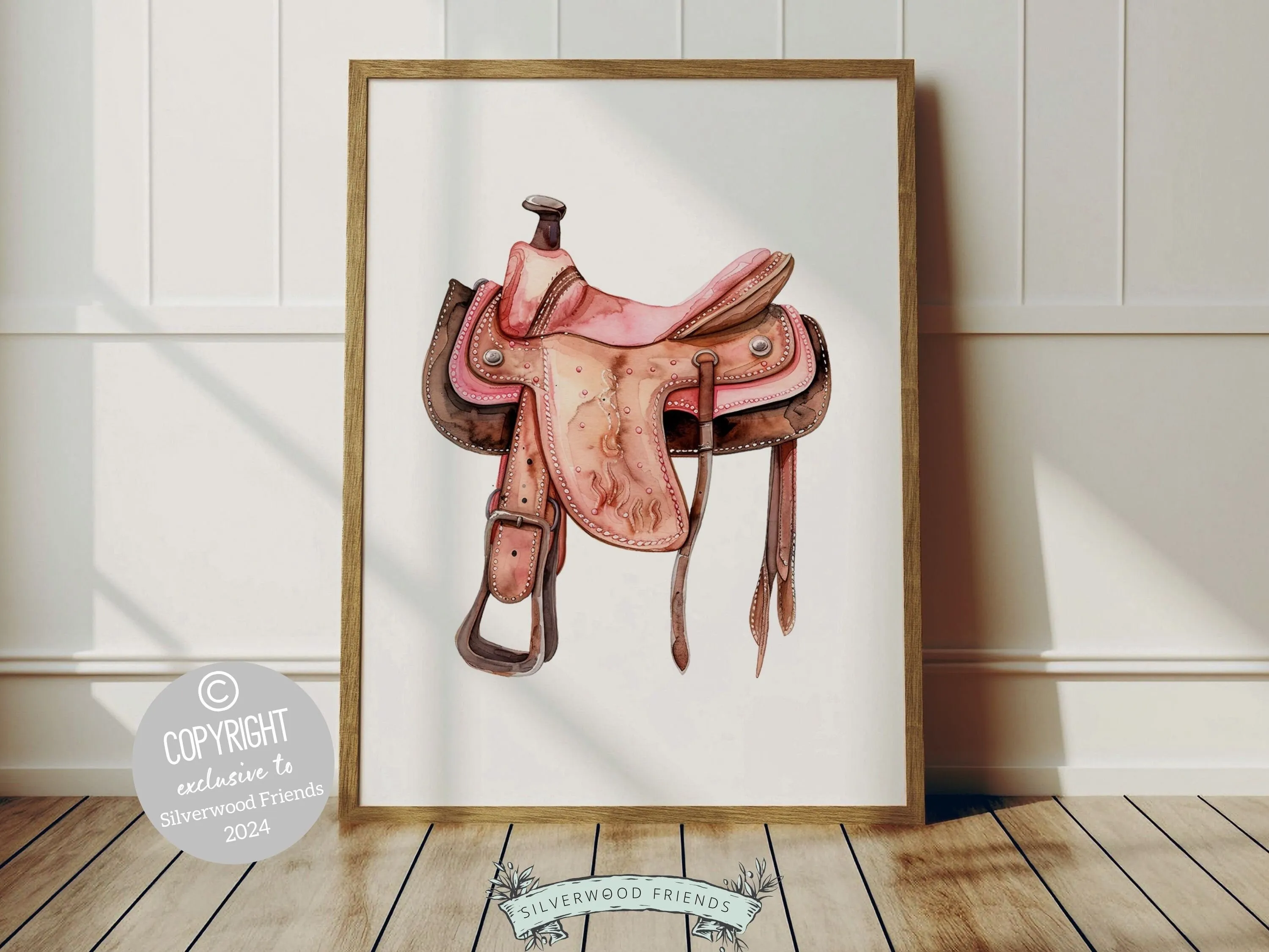 Cowgirl Saddle and Boots Print Set of 2