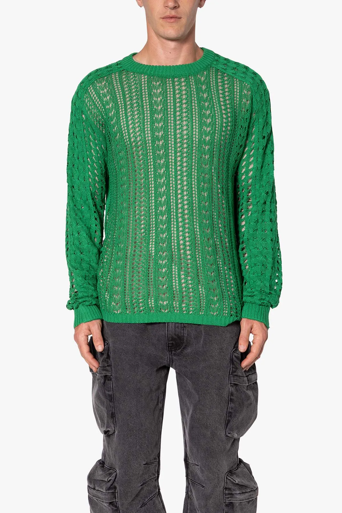 Crochet Knit Sweater - Green