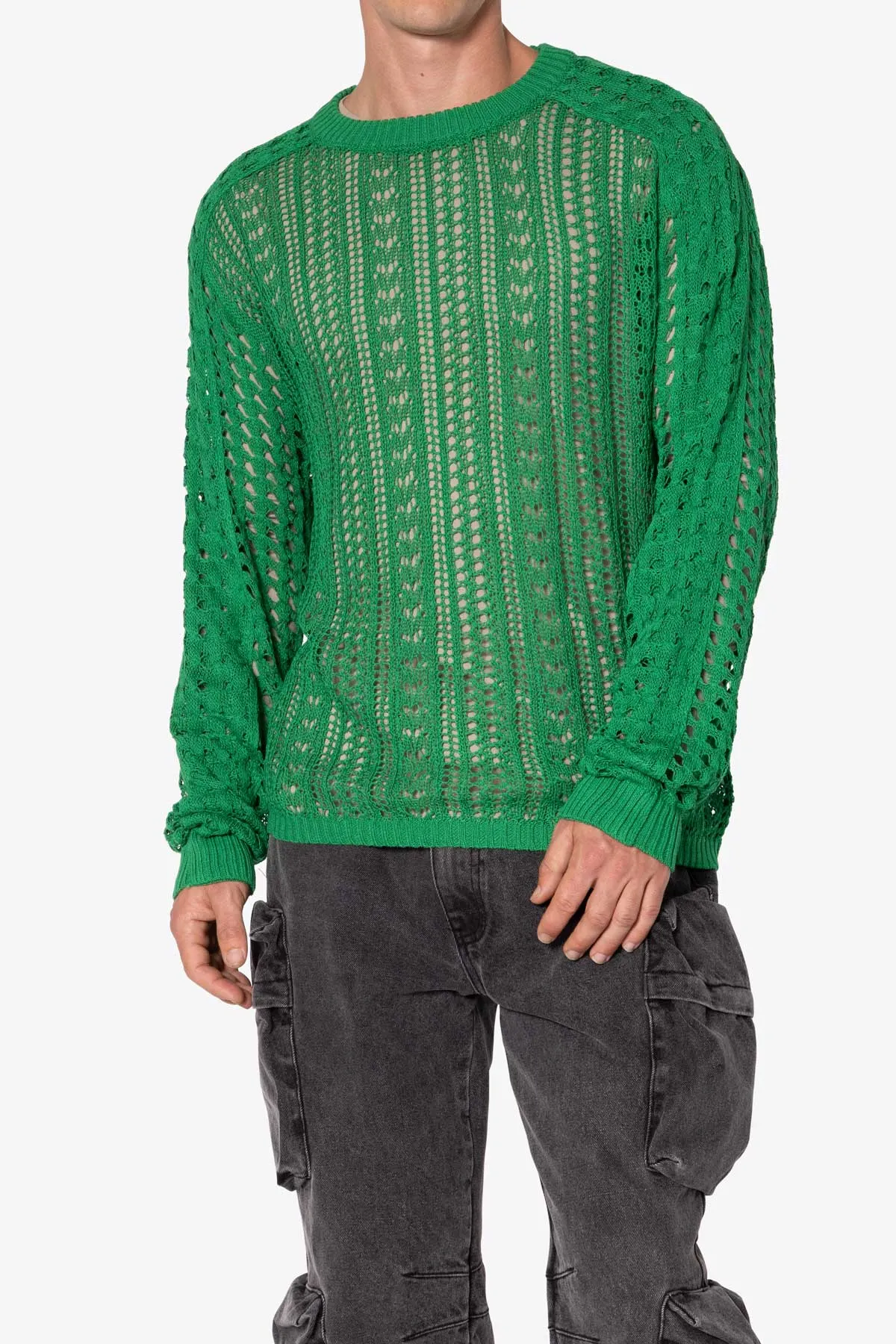 Crochet Knit Sweater - Green