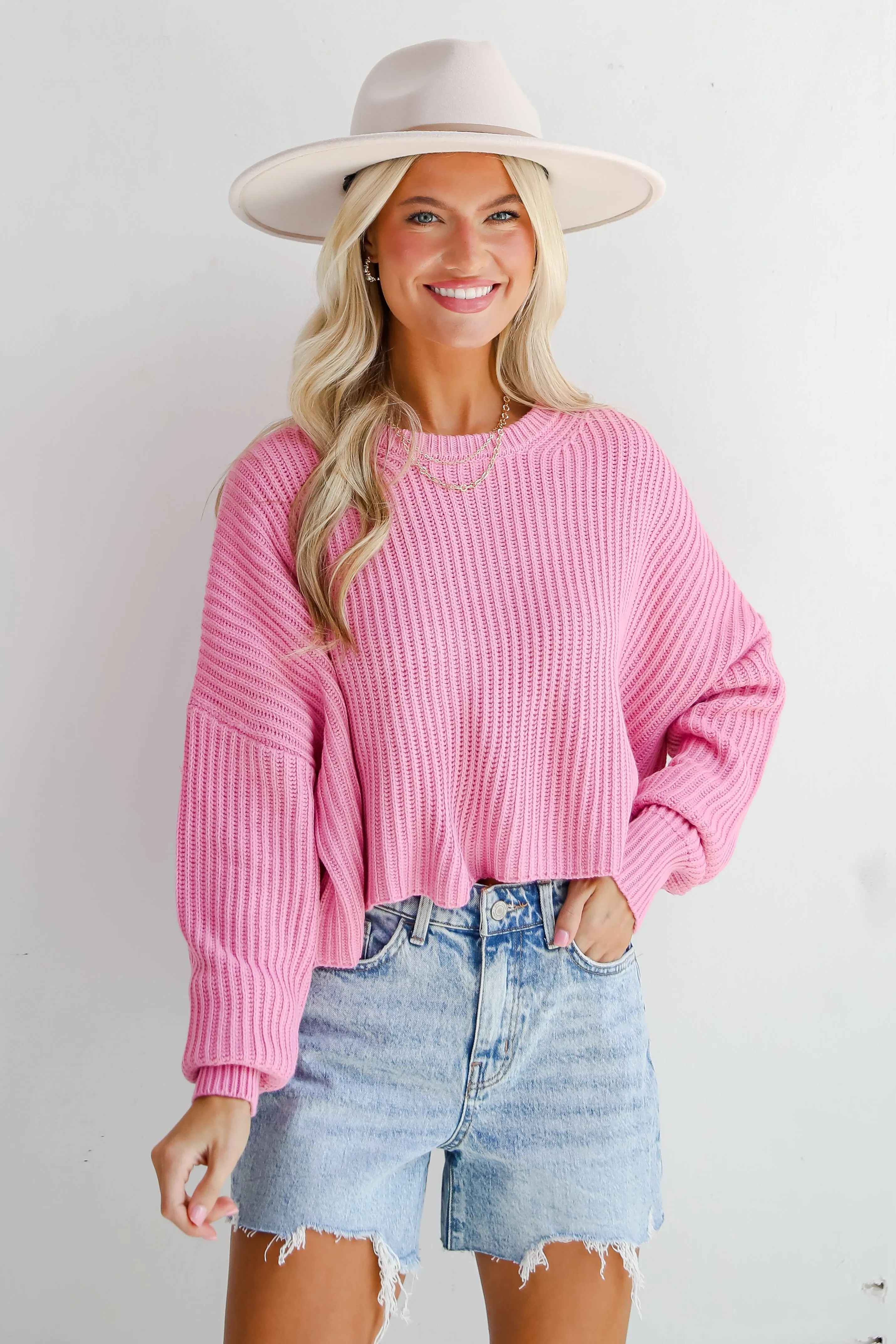 Demure Sweetheart Pink Sweater