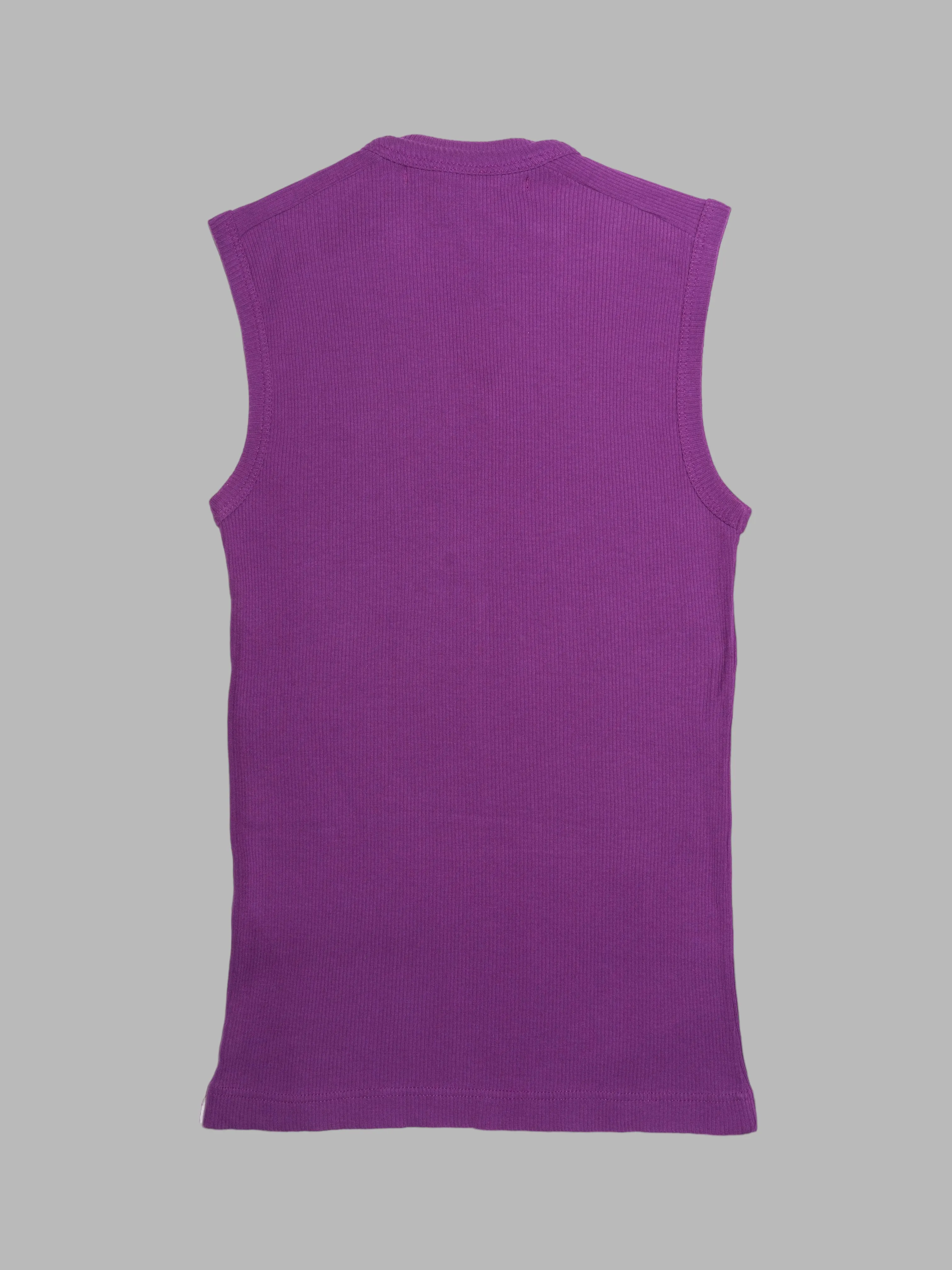 Dirk Bikkembergs winter 1996 purple rib knit sleeveless top with metal chain necklace