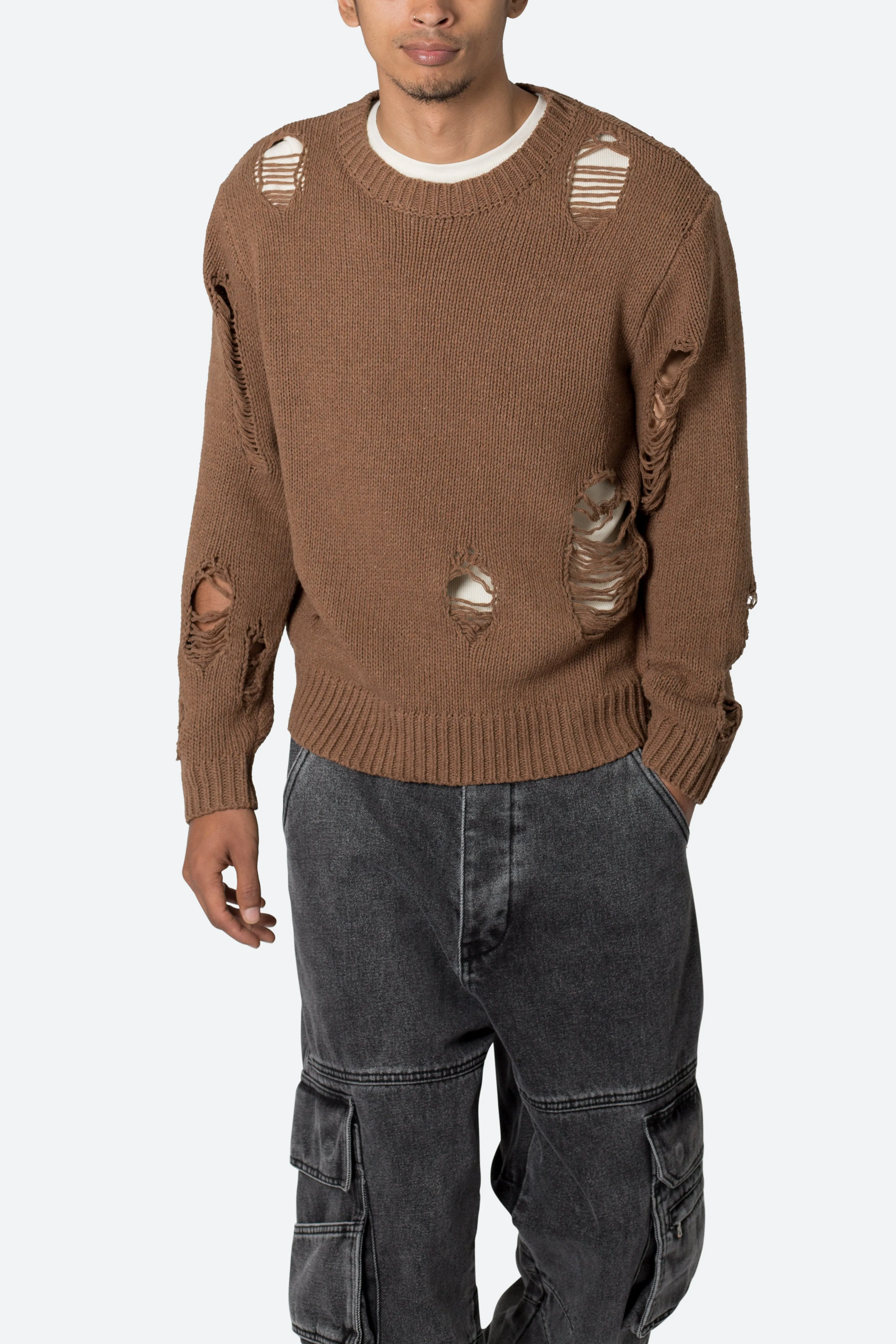 Distressed Sweater - Brown