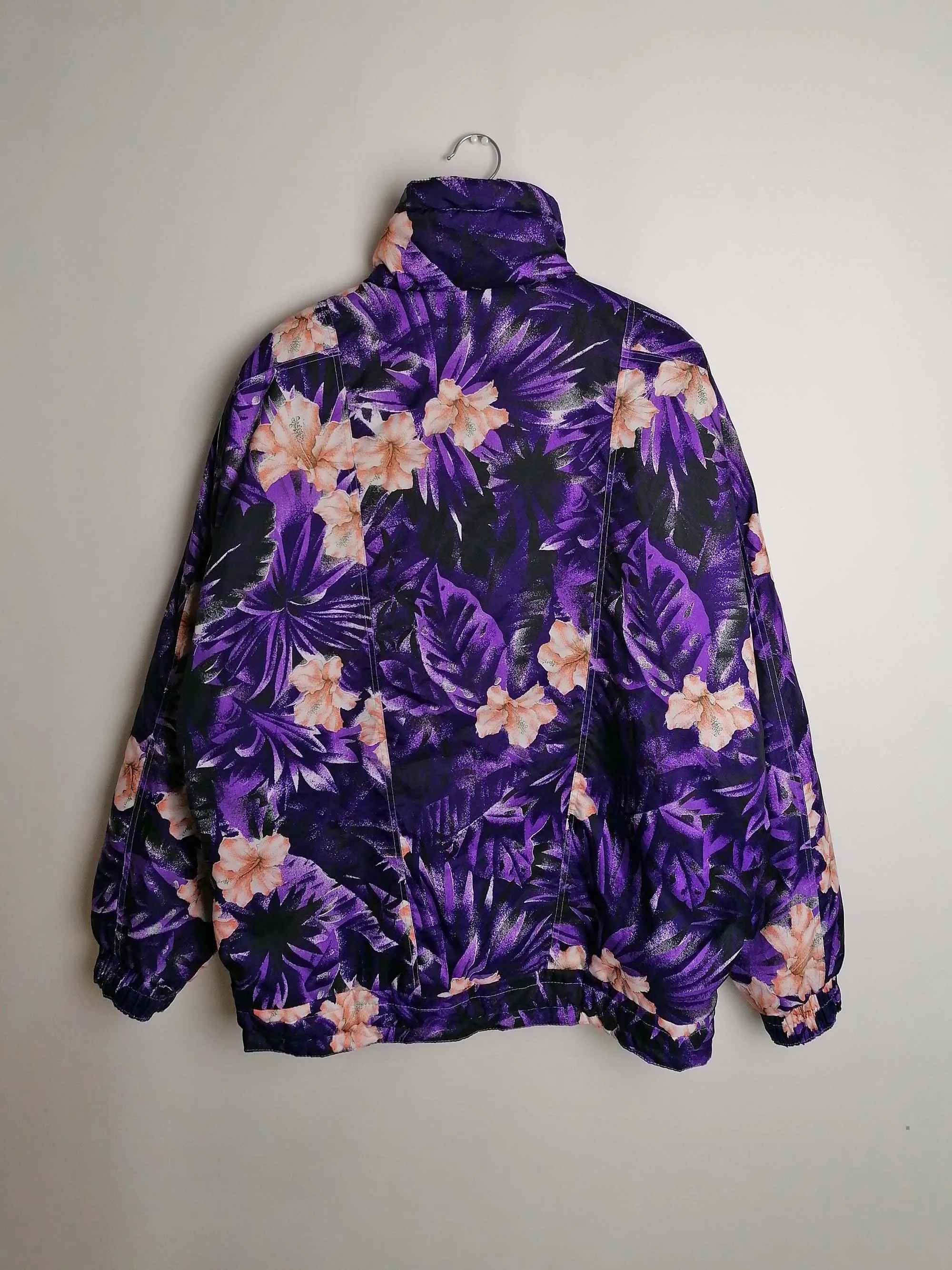 ETIREL 90's Flowers Print Winter Ski 1/4 Zip Anorak Puffer - size L-XL