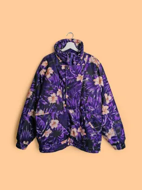 ETIREL 90's Flowers Print Winter Ski 1/4 Zip Anorak Puffer - size L-XL