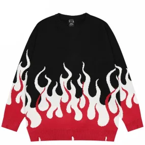 Fire Flame Graphic Retro Sweater