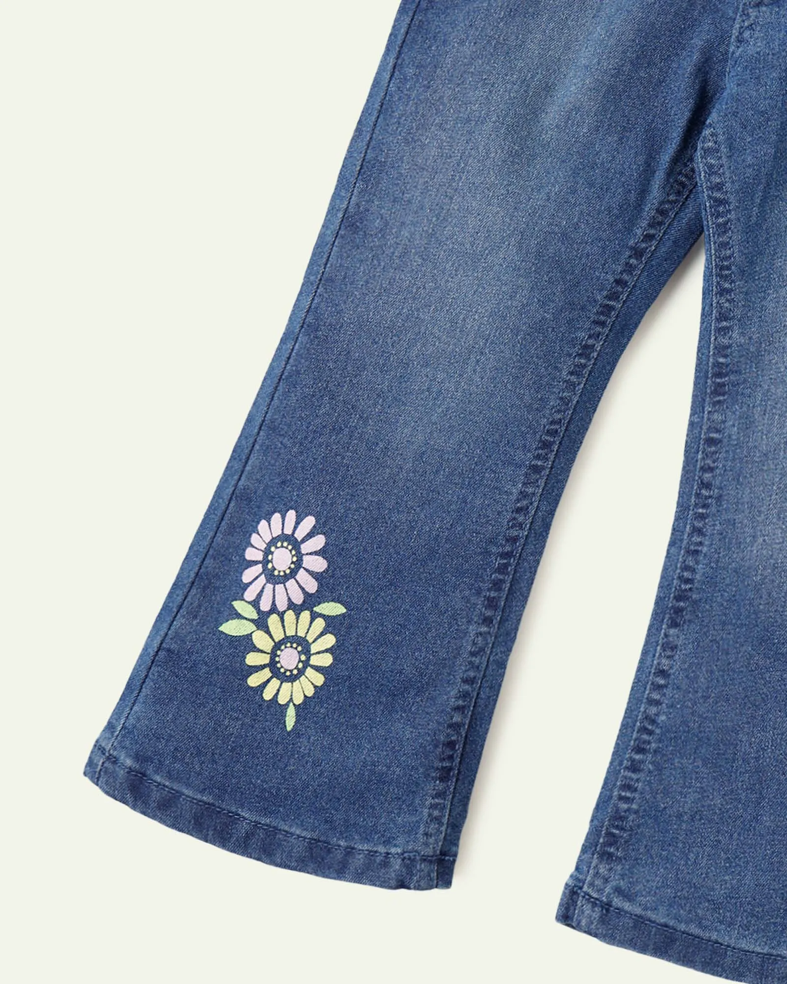 Floral High Rise Flared Jeans