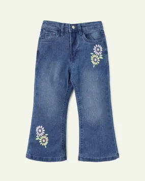 Floral High Rise Flared Jeans