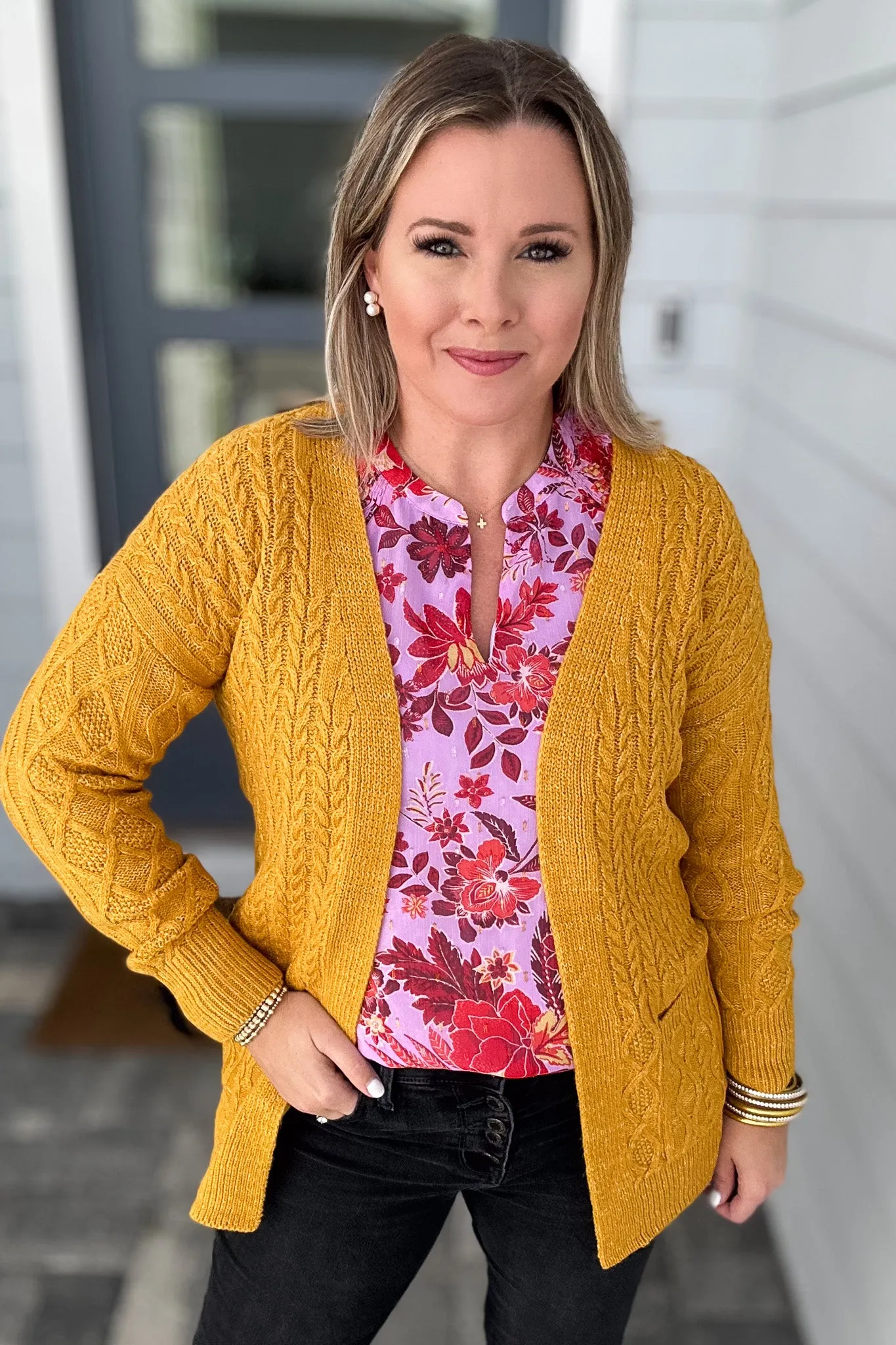 Get Knitted Cardigan- Mustard