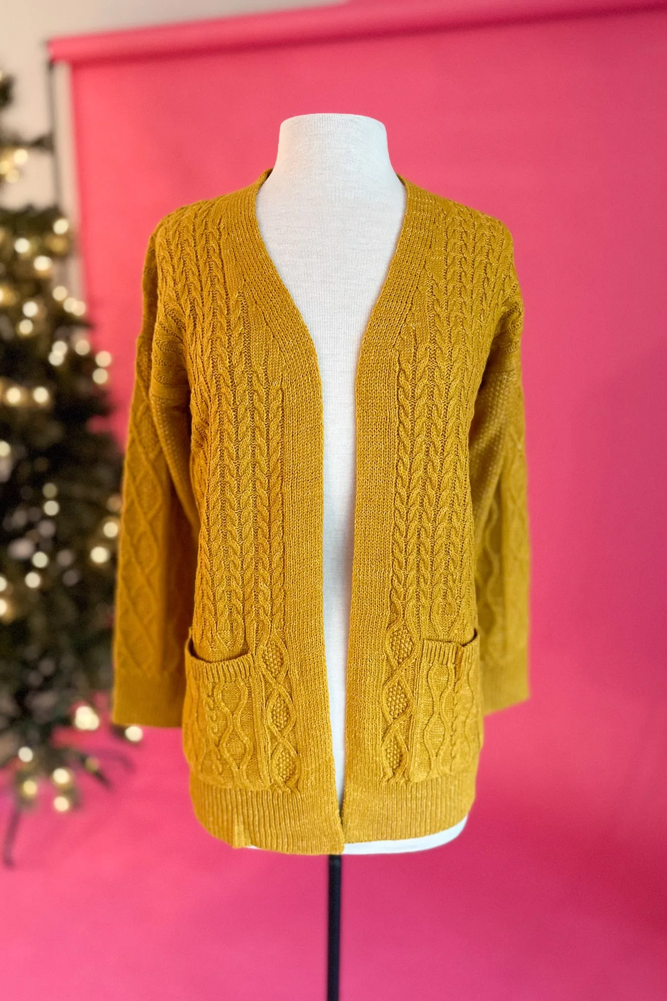 Get Knitted Cardigan- Mustard