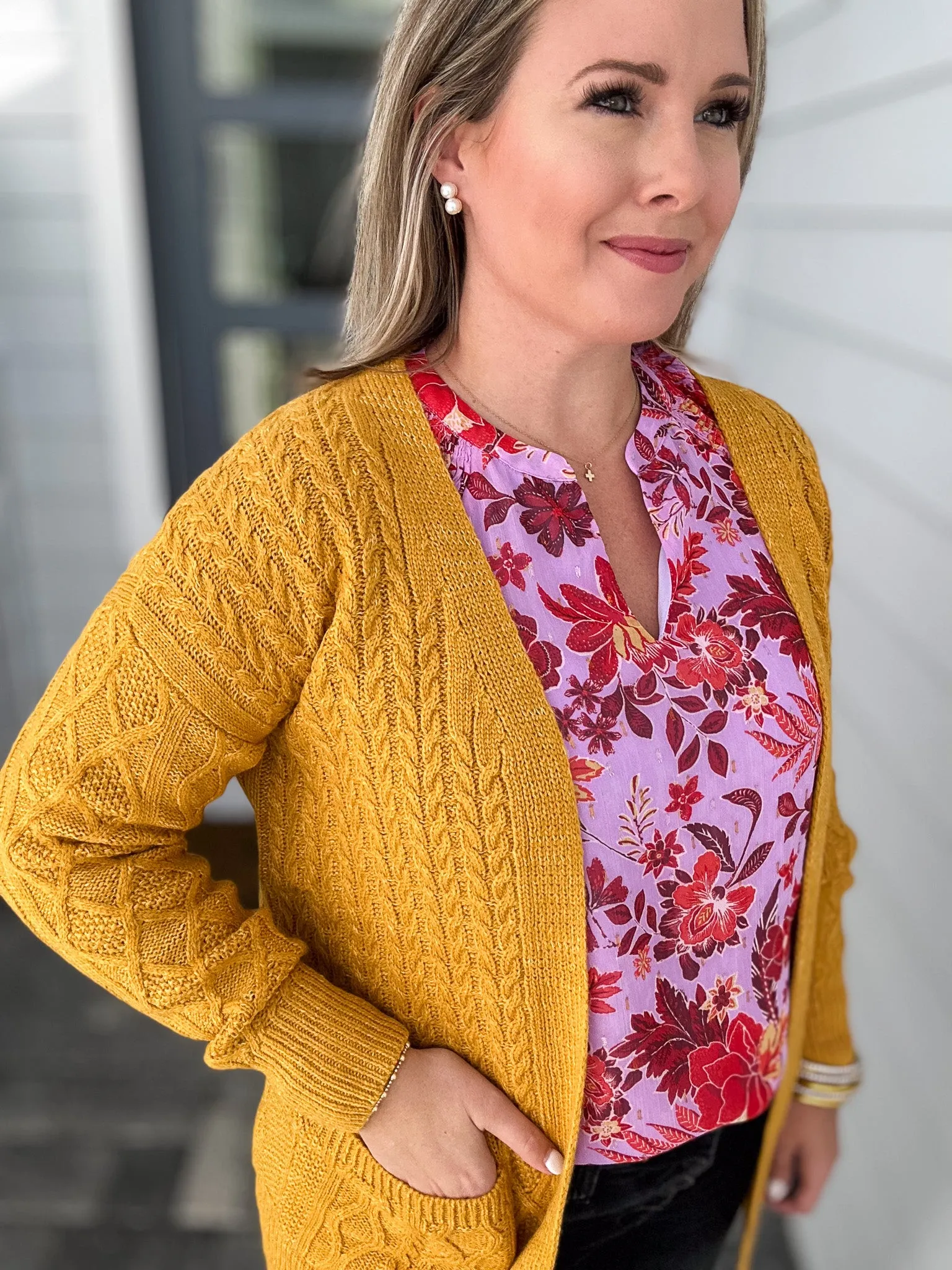 Get Knitted Cardigan- Mustard